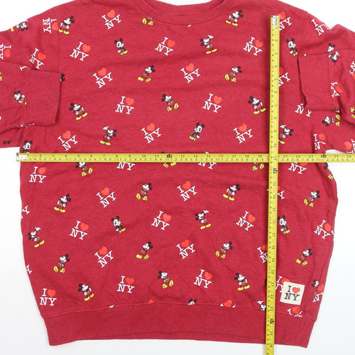 Disney Store Womens Red Mickey Mouse I Love NY Sweatshirt 2XL Cotton Blend