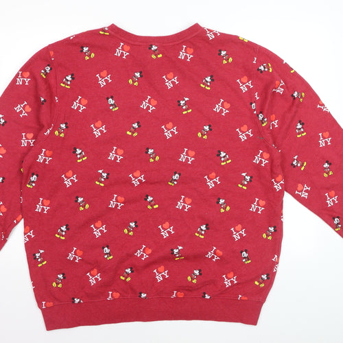 Disney Store Womens Red Mickey Mouse I Love NY Sweatshirt 2XL Cotton Blend