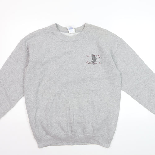 Gildan Men's Grey Outback America Wolf Graphic Pullover Sweatshirt M