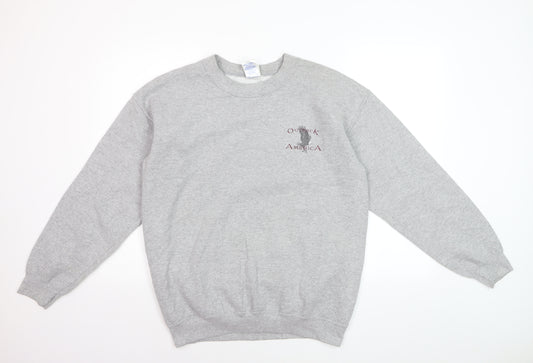 Gildan Men's Grey Outback America Wolf Graphic Pullover Sweatshirt M