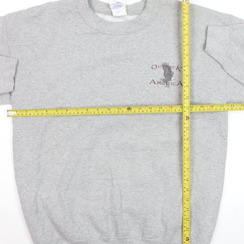 Gildan Men's Grey Outback America Wolf Graphic Pullover Sweatshirt M