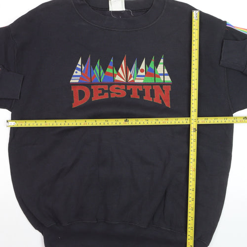 Lee Sport Men's Black Medium Pullover Sweatshirt Destin Graphic Retro