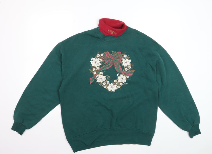Gopher Sport Women’s Green Christmas Pullover Jumper Size L