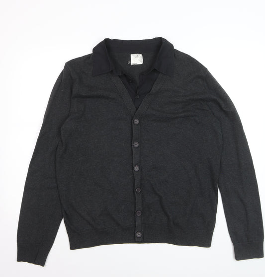 Crafted Women’s Grey V-Neck Button Cardigan XL 100% Cotton Knitwear