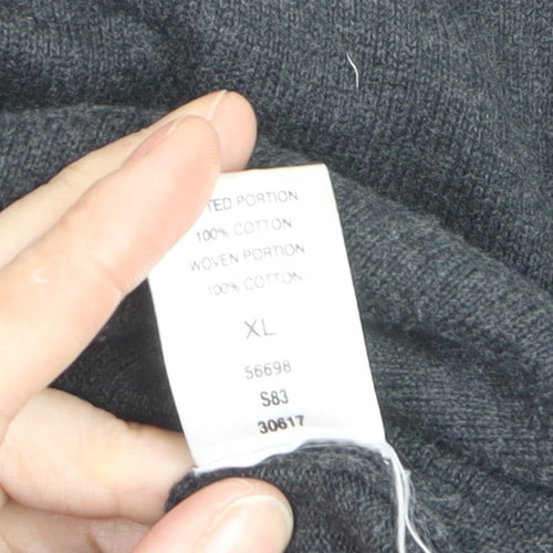 Crafted Women’s Grey V-Neck Button Cardigan XL 100% Cotton Knitwear