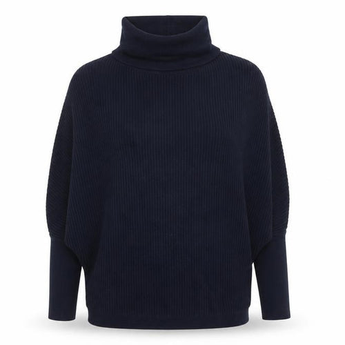 Dorothy Perkins Women's Blue Roll Neck Ribbed Knit Jumper Size 10