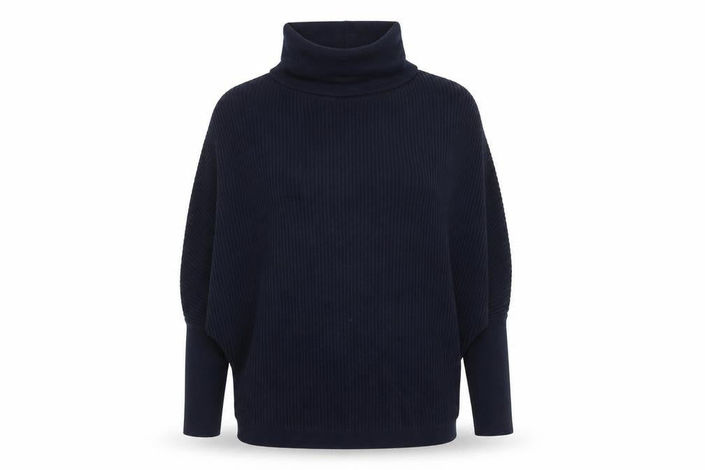 Dorothy Perkins Women's Blue Roll Neck Ribbed Knit Jumper Size 10