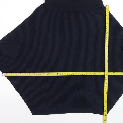 Dorothy Perkins Women's Blue Roll Neck Ribbed Knit Jumper Size 10