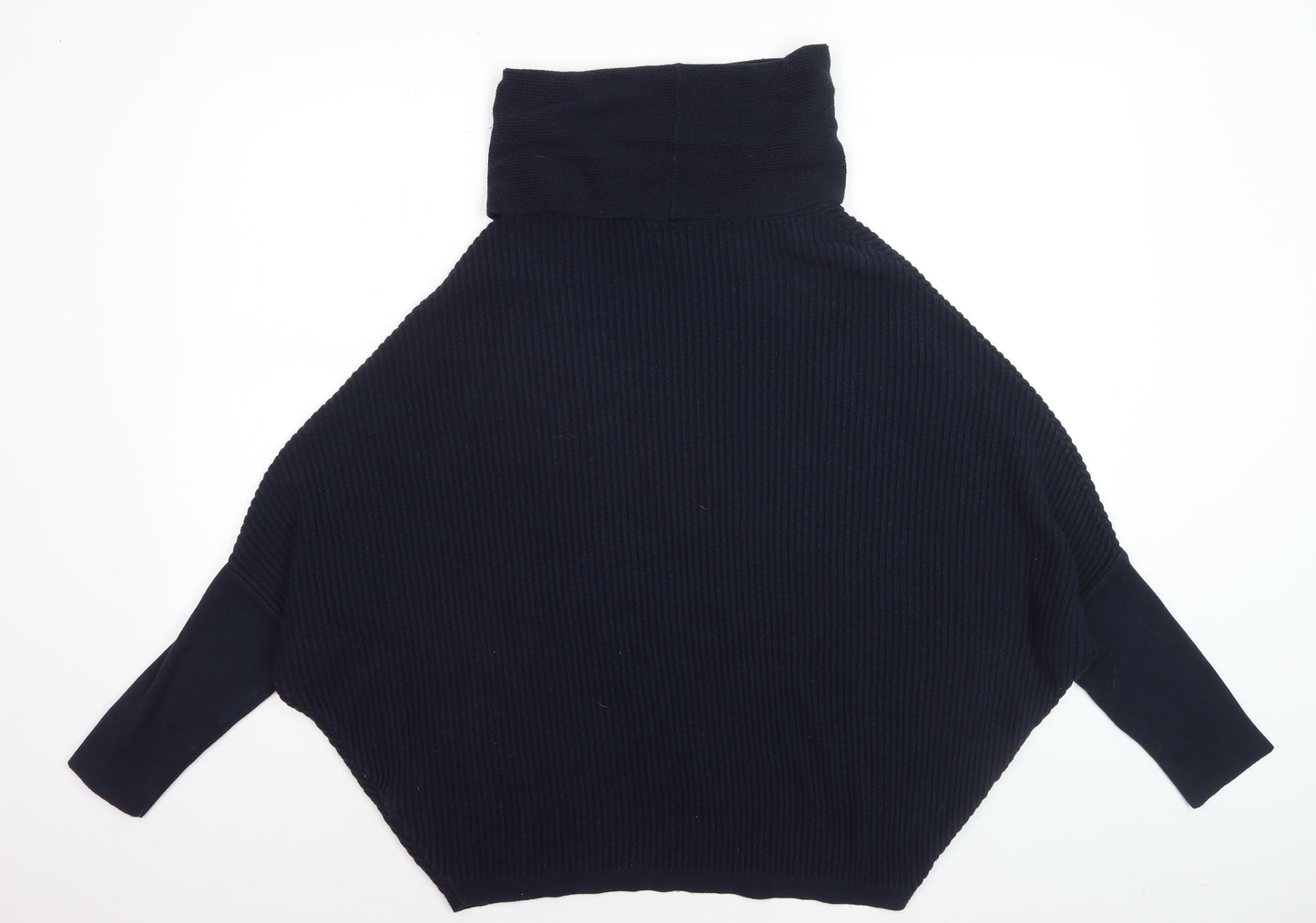 Dorothy Perkins Women's Blue Roll Neck Ribbed Knit Jumper Size 10