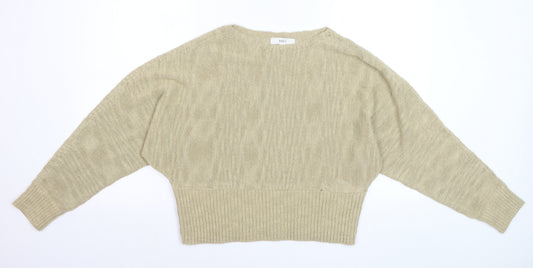 Marks and Spencer Women Beige M Relaxed Knit Pullover Jumper
