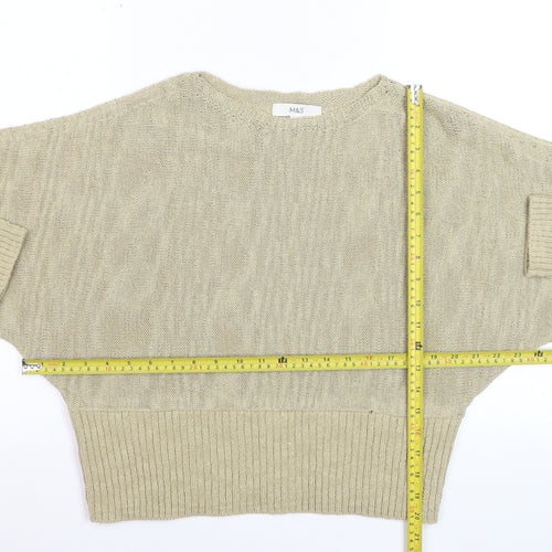 Marks and Spencer Women Beige M Relaxed Knit Pullover Jumper