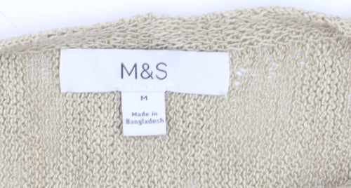 Marks and Spencer Women Beige M Relaxed Knit Pullover Jumper