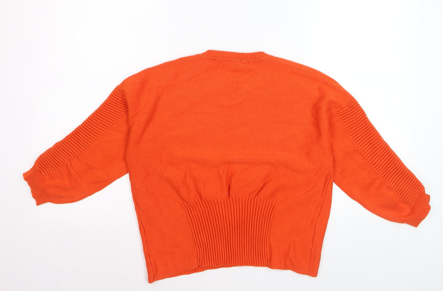 French Connection Women's Orange Cotton Crew Neck Jumper Size S