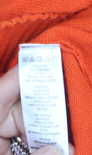 French Connection Women's Orange Cotton Crew Neck Jumper Size S