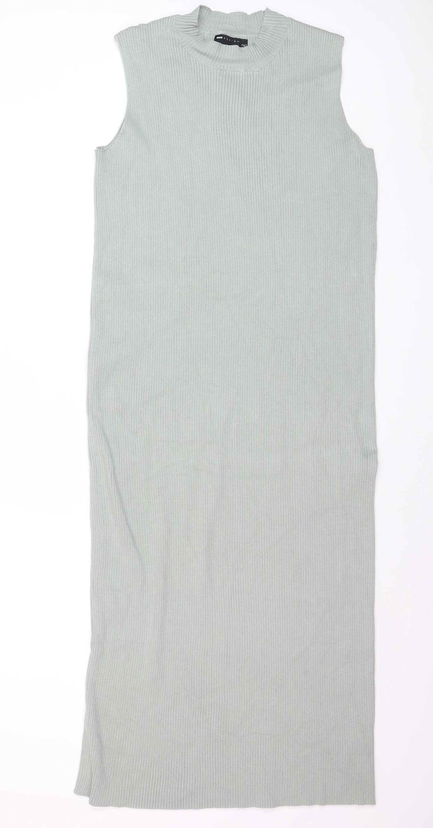 ASOS DESIGN Women’s Grey Sleeveless Ribbed Bodycon Midi Dress Size 6