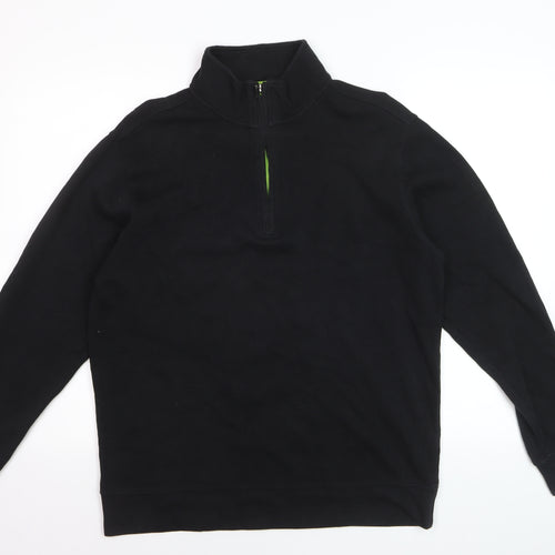 b Mens Black L 1/4 Zip Cotton Pullover Sweatshirt