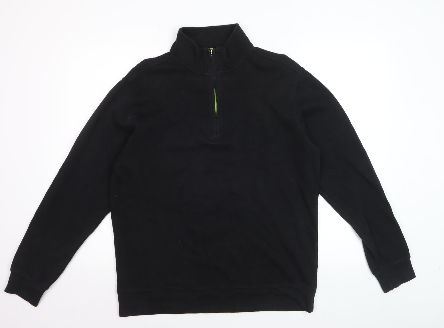 b Mens Black L 1/4 Zip Cotton Pullover Sweatshirt
