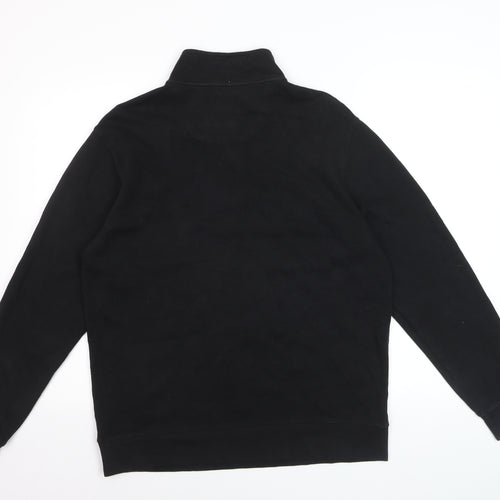 b Mens Black L 1/4 Zip Cotton Pullover Sweatshirt
