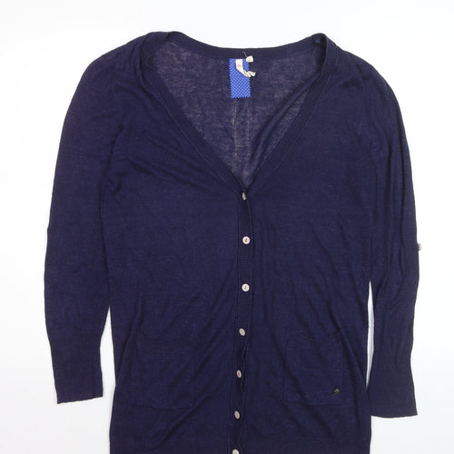White Stuff Women's Blue V-Neck Long Sleeve Cardigan Size 14