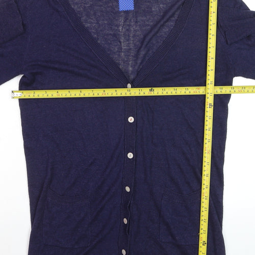 White Stuff Women's Blue V-Neck Long Sleeve Cardigan Size 14
