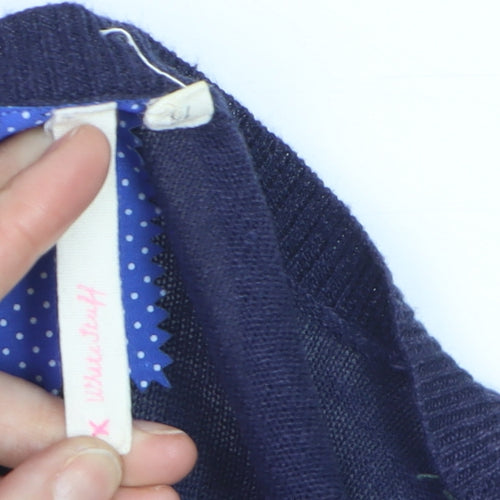 White Stuff Women's Blue V-Neck Long Sleeve Cardigan Size 14