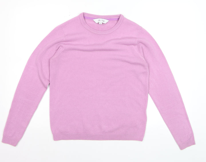 Plum Tree Women Pink Crew Neck Acrylic Jumper Size S