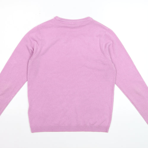 Plum Tree Women Pink Crew Neck Acrylic Jumper Size S