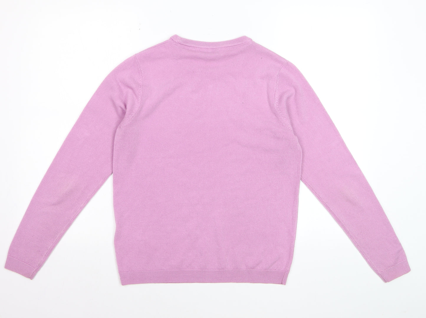 Plum Tree Women Pink Crew Neck Acrylic Jumper Size S