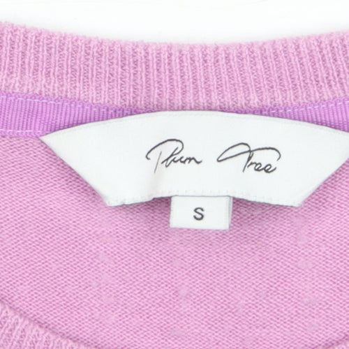 Plum Tree Women Pink Crew Neck Acrylic Jumper Size S