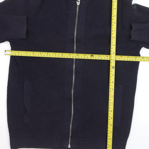 Marks and Spencer Men’s Blue Cotton Blend Full Zip Jumper Size M