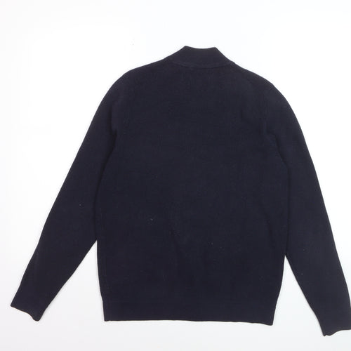 Marks and Spencer Men’s Blue Cotton Blend Full Zip Jumper Size M