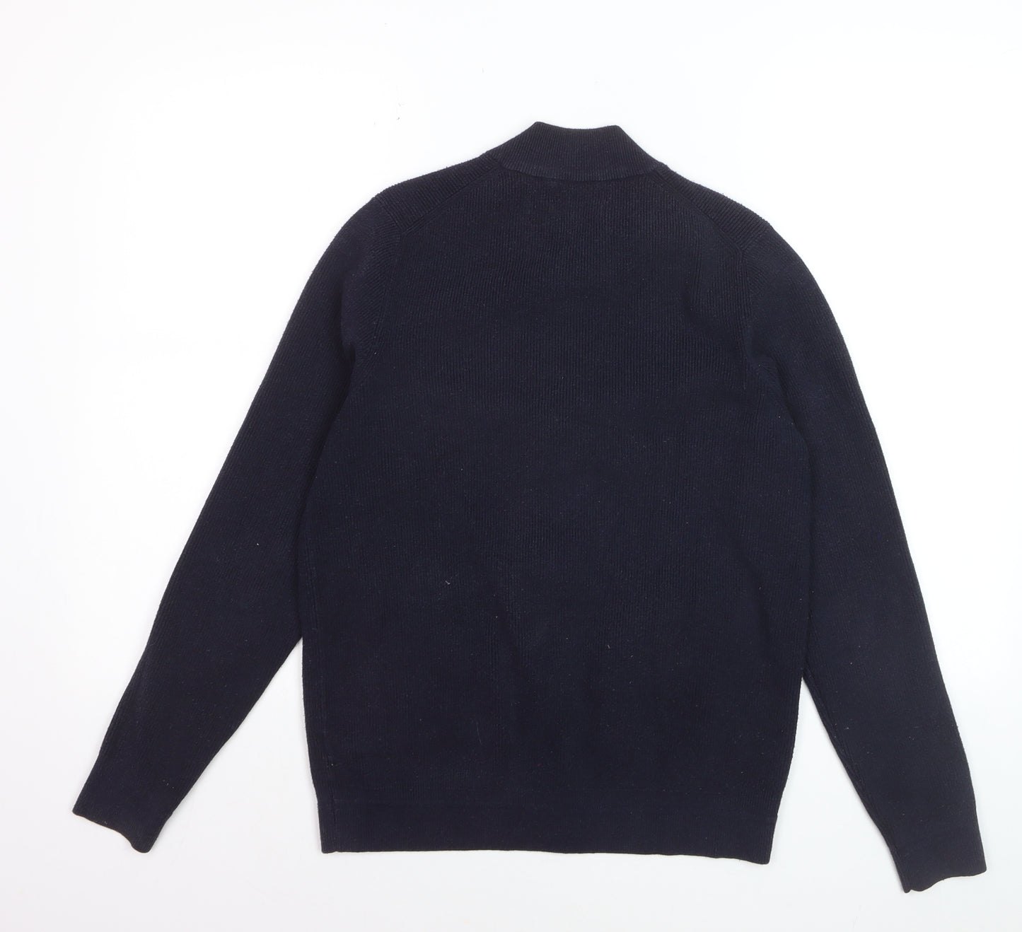 Marks and Spencer Men’s Blue Cotton Blend Full Zip Jumper Size M