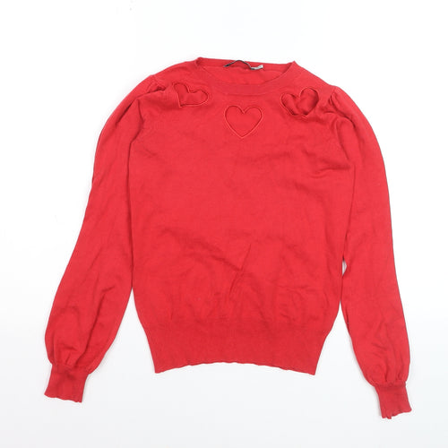 Oasis Womens Red Heart Detail Knit Jumper XS