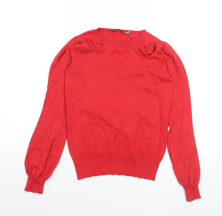 Oasis Womens Red Heart Detail Knit Jumper XS