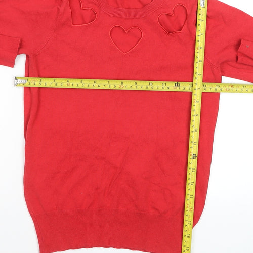 Oasis Womens Red Heart Detail Knit Jumper XS