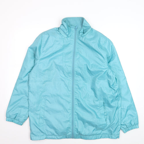 Totes Womens Blue Water Resistant Full Zip Mid-Length Jacket Size M