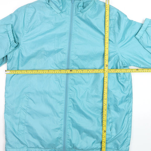 Totes Womens Blue Water Resistant Full Zip Mid-Length Jacket Size M
