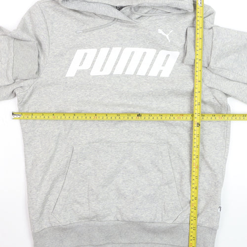 Puma Men Grey Pullover Hoodie L Hooded Sweatshirt Graphic Logo