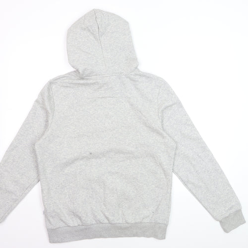 Puma Men Grey Pullover Hoodie L Hooded Sweatshirt Graphic Logo