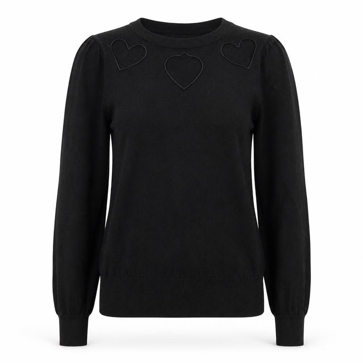 Oasis Women's Black XS Heart Cutout Crew Neck Knit Jumper