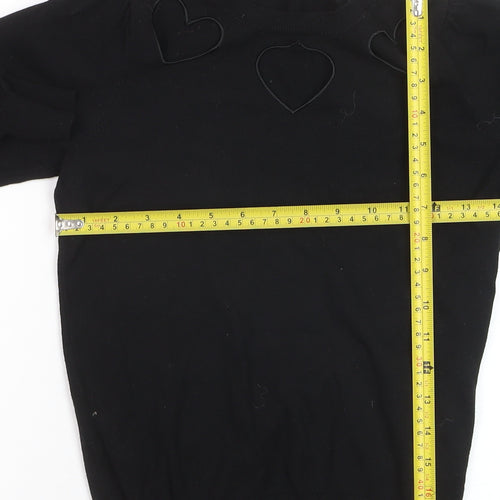 Oasis Women's Black XS Heart Cutout Crew Neck Knit Jumper