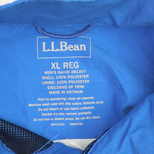 L.L.Bean Men's Blue XL Windbreaker Jacket Polyester Zip Outdoor