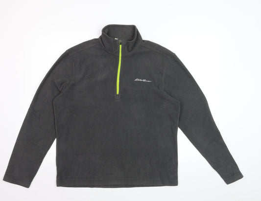 Eddie Bauer Men's Grey Fleece 1/4 Zip Pullover Sweatshirt Size S