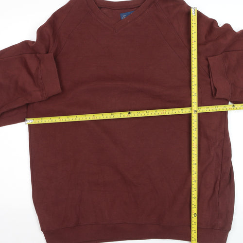 Arnold Palmer Men's Brown V-Neck Pullover Jumper Size L Cotton Blend