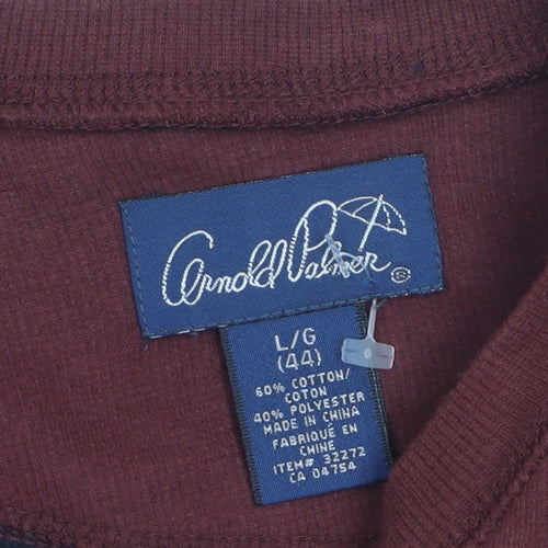 Arnold Palmer Men's Brown V-Neck Pullover Jumper Size L Cotton Blend