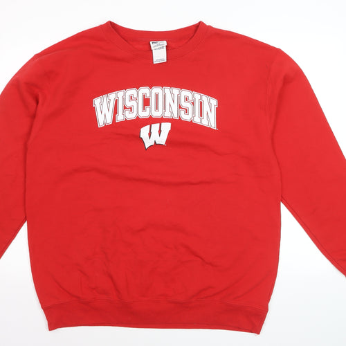 Pro Edge Men’s Red Wisconsin Logo Pullover Jumper Size L