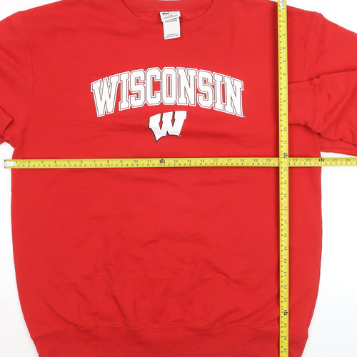 Pro Edge Men’s Red Wisconsin Logo Pullover Jumper Size L