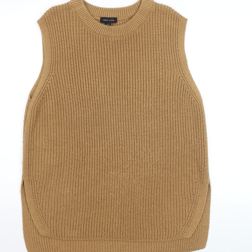 New Look Women Beige Knit Sleeveless Vest Jumper Size M