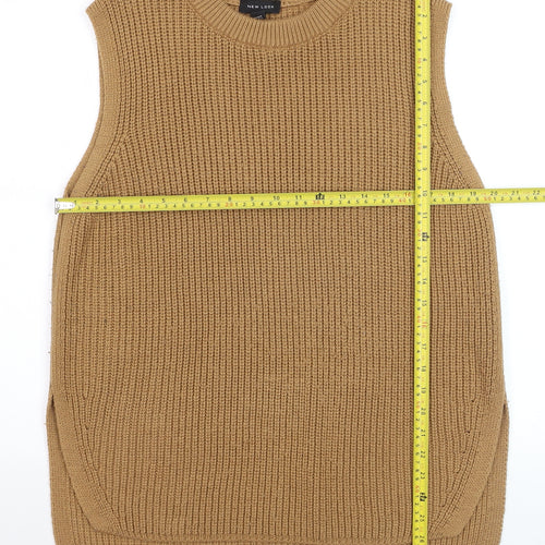 New Look Women Beige Knit Sleeveless Vest Jumper Size M