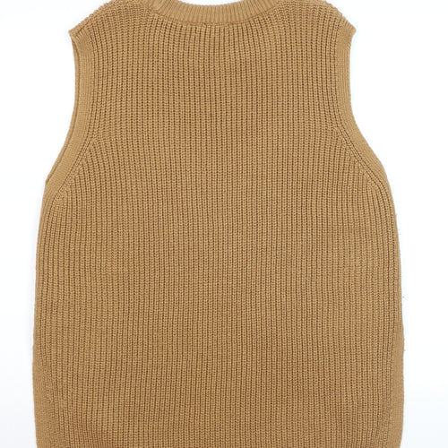 New Look Women Beige Knit Sleeveless Vest Jumper Size M